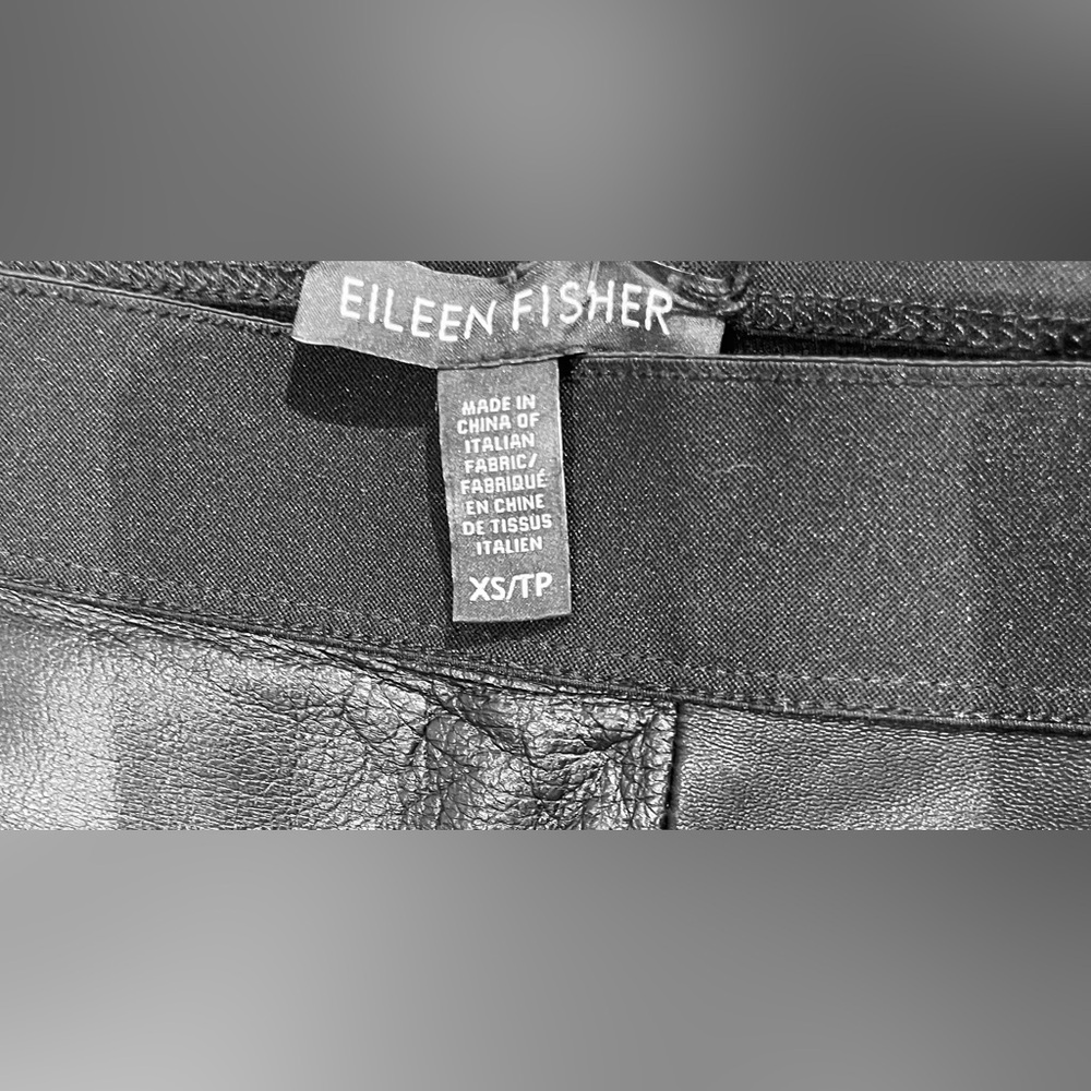Eileen Fisher Leather Front Slim Pants - Picture 6 of 7